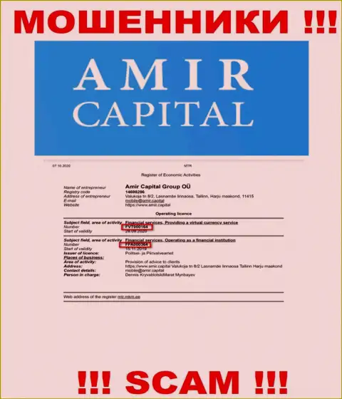 АмирКапитал размещают на веб-портале лицензию на осуществление деятельности, невзирая на это цинично сливают доверчивых людей