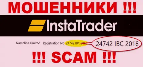 Номер регистрации организации Insta Trader - 24742 IBC 2018