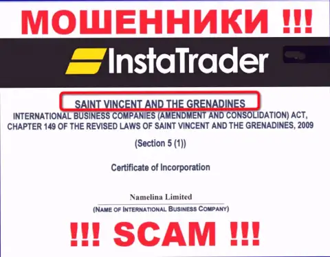 St. Vincent and the Grenadines - место регистрации компании InstaTrader, которое находится в оффшорной зоне