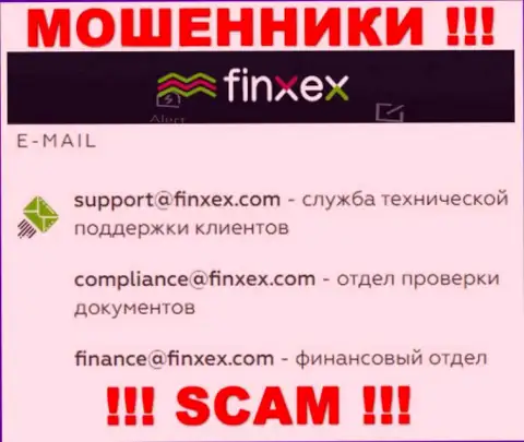 В разделе контактных данных internet-мошенников Finxex, размещен вот этот электронный адрес для обратной связи с ними