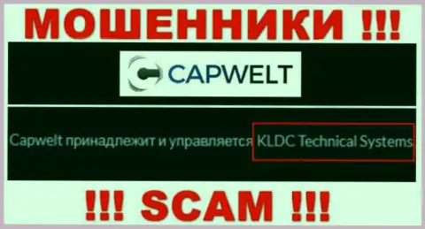 Юридическое лицо компании КапВелт - это KLDC Technical Systems, инфа взята с официального web-портала