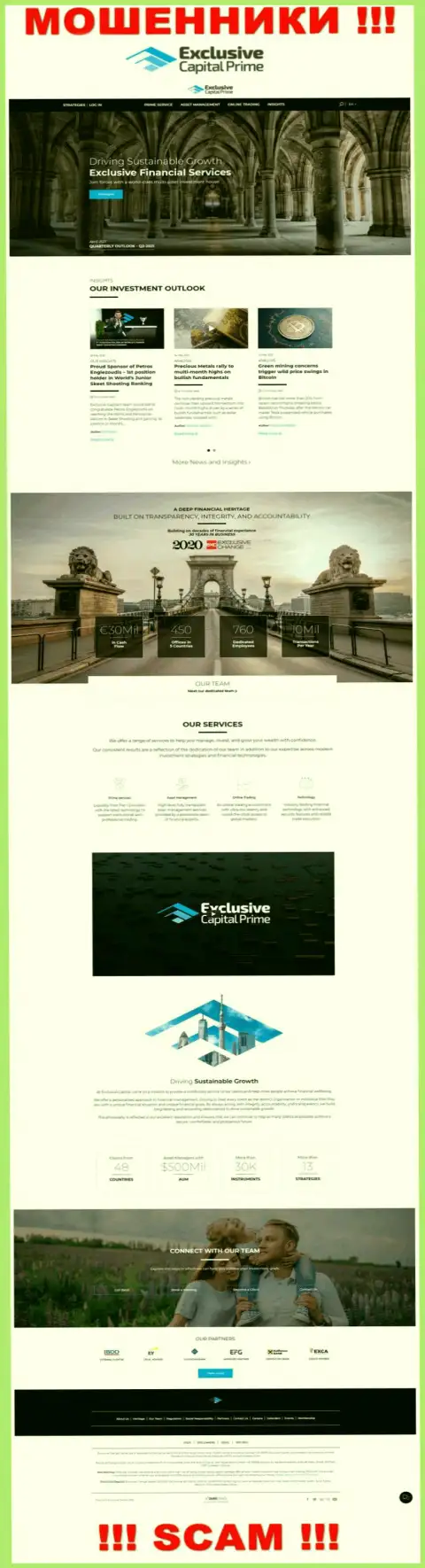 Скриншот официального портала Exclusive Change Capital Ltd - ЭксклюзивКапитал Ком