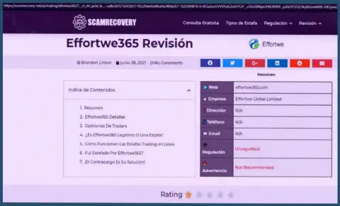 Обзор мошенничества компании Effortwe365, зарекомендовавшей себя, как internet-мошенника