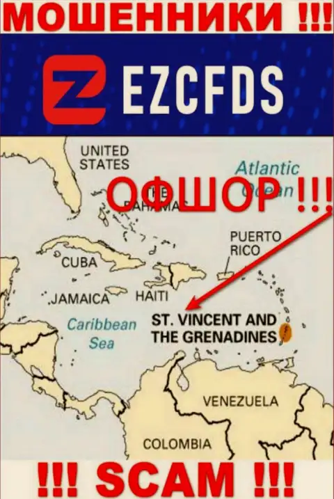 St. Vincent and the Grenadines - оффшорное место регистрации махинаторов EZCFDS Com, предоставленное у них на веб-портале
