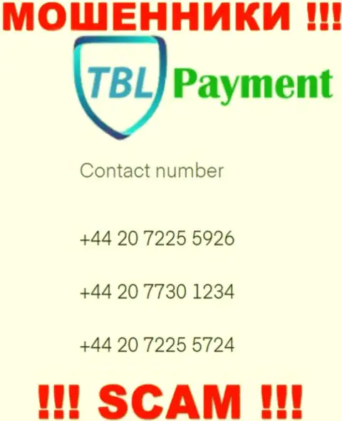 Мошенники из ТБЛ-Пеймент Орг, для разводилова доверчивых людей на денежные средства, задействуют не один номер телефона