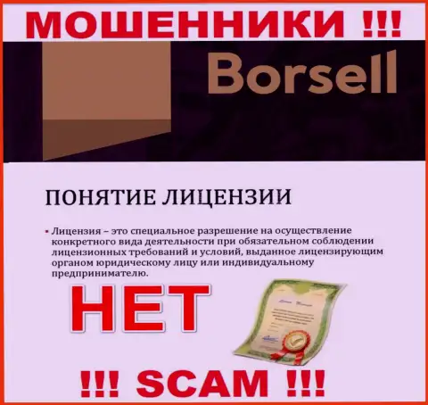 Вы не сможете откопать информацию о лицензии интернет-воров Borsell, потому что они ее не имеют