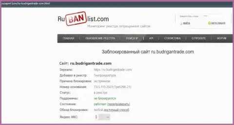 Интернет-портал Будриган Трейд в Российской Федерации заблокирован Генпрокуратурой