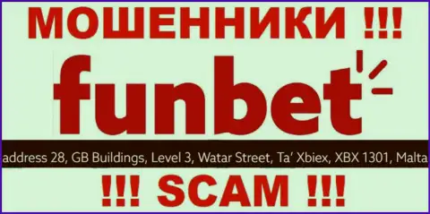 МОШЕННИКИ Fun Bet присваивают вложенные деньги клиентов, находясь в оффшоре по следующему адресу: 28, GB Buildings, Level 3, Watar Street, Ta Xbiex, XBX 1301, Malta