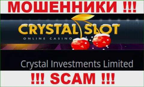 Организация, которая управляет мошенниками CrystalSlot - это Crystal Investments Limited