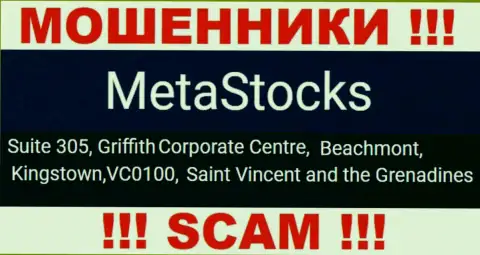 На официальном сайте Meta Stocks показан адрес этой конторы - Suite 305, Griffith Corporate Centre, Beachmont, Kingstown, VC0100, Saint Vincent and the Grenadines (оффшорная зона)
