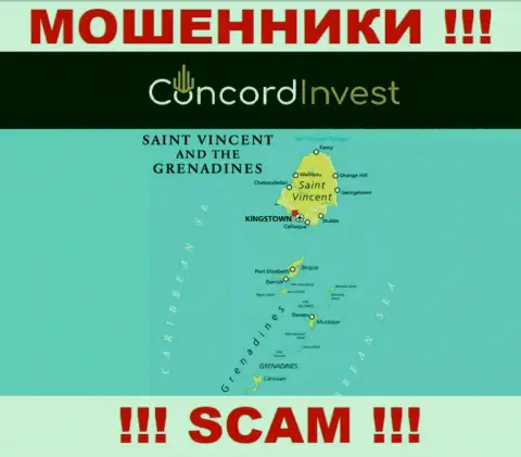 St. Vincent and the Grenadines - здесь, в офшоре, пустили корни интернет мошенники ConcordInvest Ltd