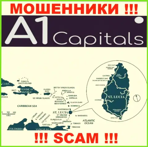 St. Lucia - это место регистрации организации A1 Capitals, которое находится в оффшорной зоне
