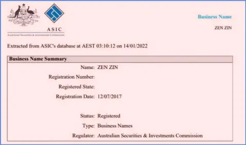 Регистрация биржевой организации Zinnera австралийским финансовым регулятором